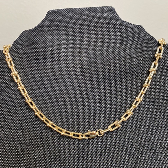 18kt gold plated u-link necklace with small bead-like features - Picture 3 of 3